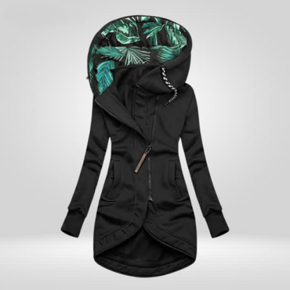 Solima™ | Jane - Giacca Lunga con Cappuccio Stampato
