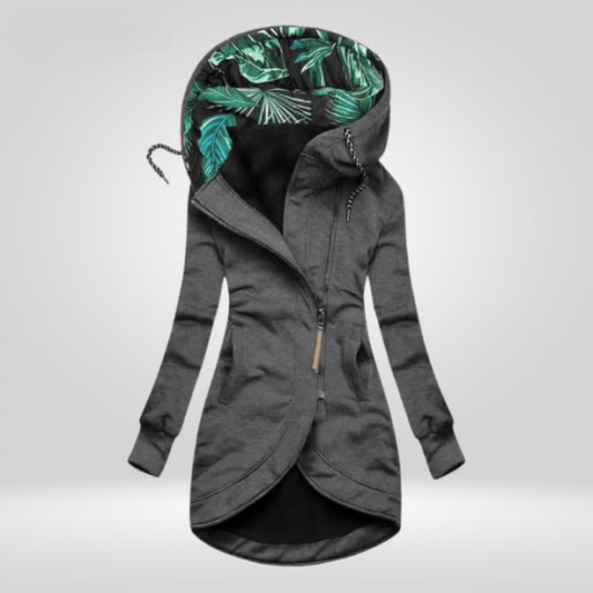 Solima™ | Jane - Giacca Lunga con Cappuccio Stampato