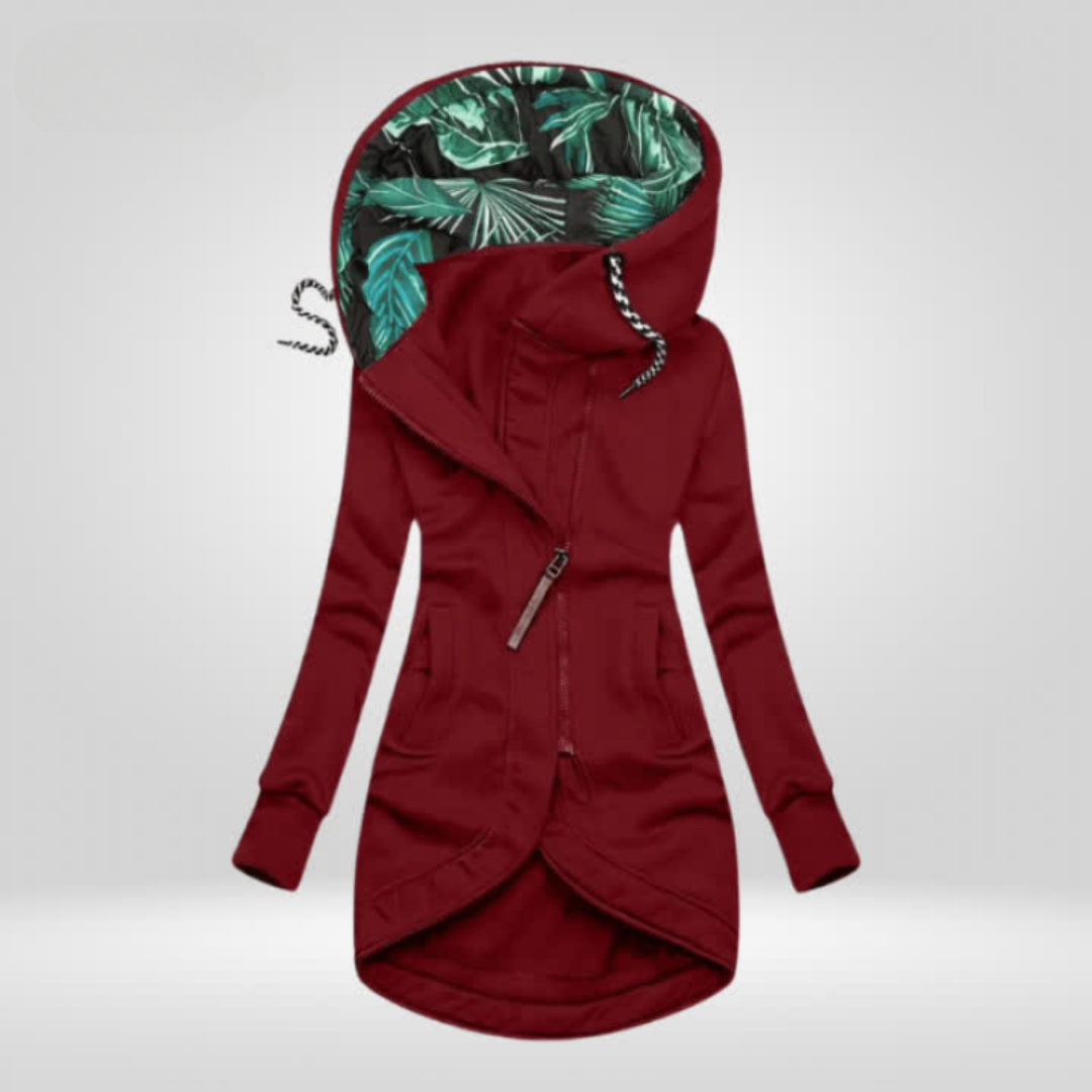 Solima™ | Jane - Giacca Lunga con Cappuccio Stampato