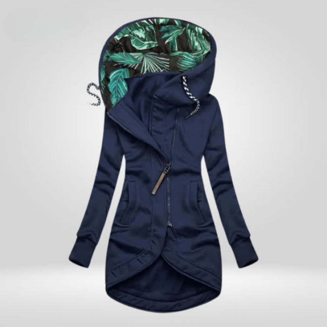Solima™ | Jane - Giacca Lunga con Cappuccio Stampato