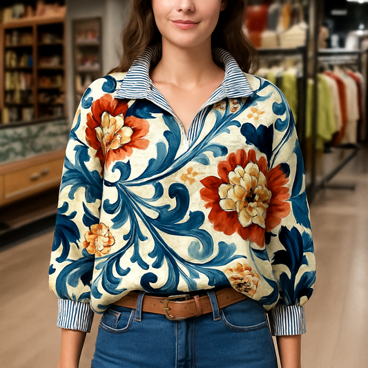 Solima™ | Floria - Camicetta con Stampa Floreale Vintage